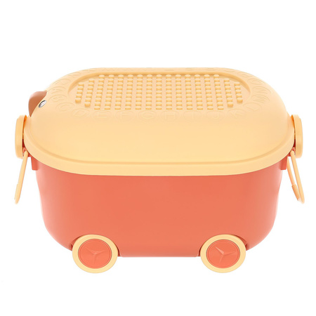 Conteneur à jouets avec couvercle 20 L, en plastique, sur roulettes avec poignée