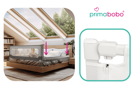 VELVO barrières de lit 140 cm, sécurité enfant - gris