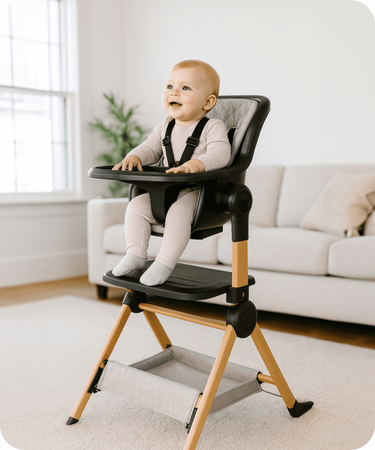 Ensemble : Lit parapluie VERA 3-en-1 - chaise haute + chaise à bascule LEO, Stone Beige