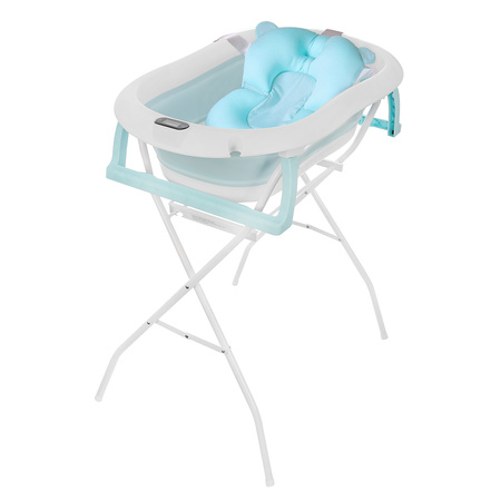 Baignoire pliante Premium avec support et coussin, bleue