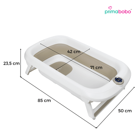 Baignoire bébé pliante LUX 6013 avec thermomètre et coussin, baignoire en silicone - beige