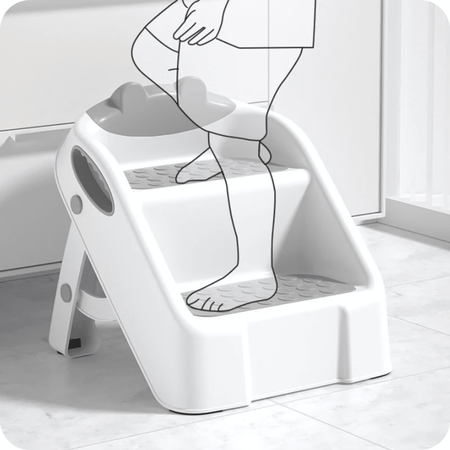 Plate-forme, repose-pieds à deux niveaux, gris